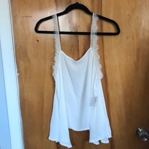 White Tank with lace sleeves